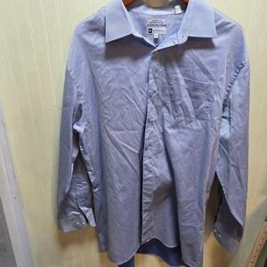 Bachrach Dress Shirt Mens‎ 18 34/35 Blue Check Classic Fit Wrinkle Resistant